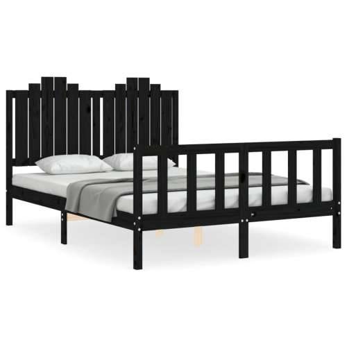 Okvir za krevet s uzglavljem crni 140x200cm od masivnog drva Cijena