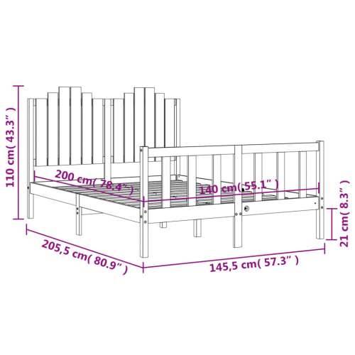 Okvir za krevet s uzglavljem crni 140x200cm od masivnog drva Cijena