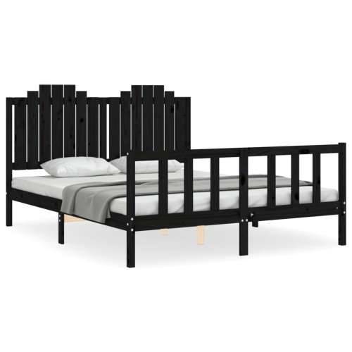 Okvir kreveta s uzglavljem crni veliki bračni od masivnog drva Cijena