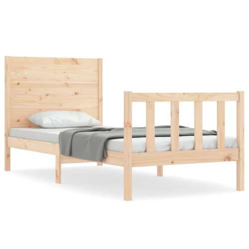 Okvir kreveta s uzglavljem za jednu osobu od masivnog drva - Prirodna 90 x 190 cm Cijena