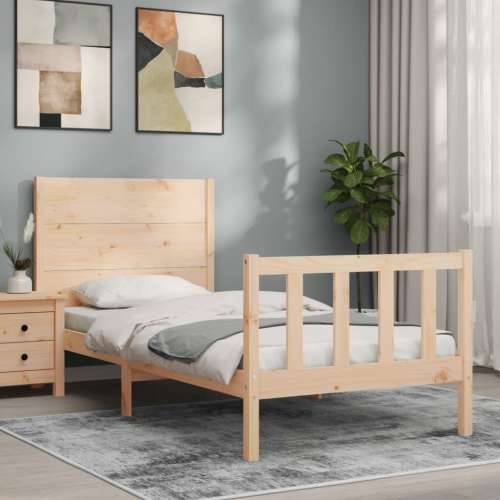 Okvir kreveta s uzglavljem za jednu osobu od masivnog drva - Prirodna 90 x 190 cm Cijena