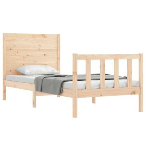 Okvir kreveta s uzglavljem za jednu osobu od masivnog drva - Prirodna 90 x 190 cm Cijena