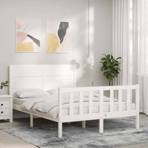 Okvir kreveta s uzglavljem bijeli 4FT mali bračni masivno drvo