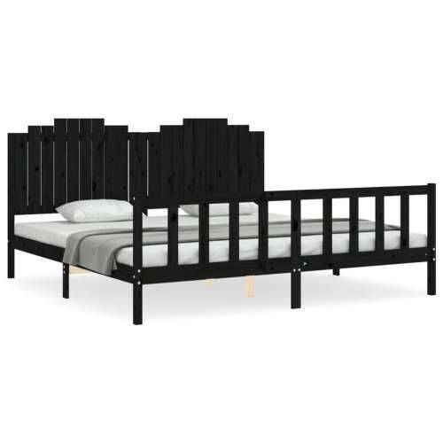 Okvir za krevet s uzglavljem crni 200 x 200 cm od masivnog drva - Crna 200 x 200 cm Cijena