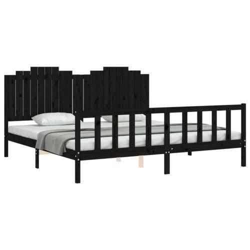 Okvir za krevet s uzglavljem crni 200 x 200 cm od masivnog drva - Crna 200 x 200 cm Cijena