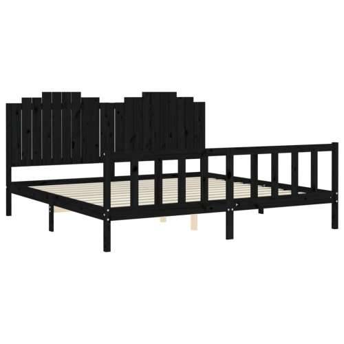 Okvir za krevet s uzglavljem crni 200 x 200 cm od masivnog drva - Crna 200 x 200 cm Cijena