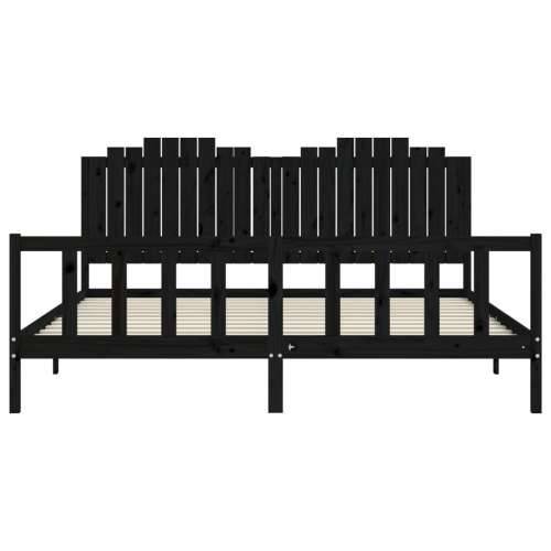 Okvir za krevet s uzglavljem crni 200 x 200 cm od masivnog drva - Crna 200 x 200 cm Cijena