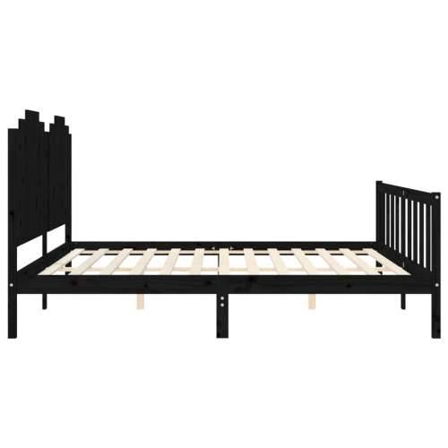 Okvir za krevet s uzglavljem crni 200 x 200 cm od masivnog drva - Crna 200 x 200 cm Cijena