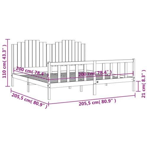 Okvir za krevet s uzglavljem crni 200 x 200 cm od masivnog drva - Crna 200 x 200 cm Cijena