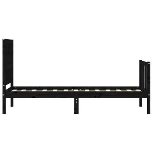 Okvir kreveta s uzglavljem crni jednokrevetni masivno drvo - Crna 75 x 190 cm Cijena