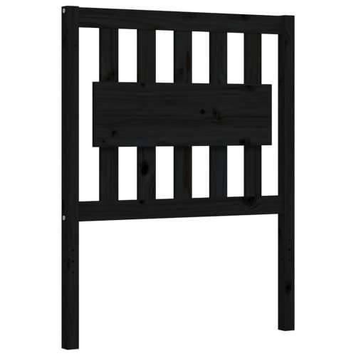 Okvir kreveta s uzglavljem crni jednokrevetni masivno drvo - Crna 75 x 190 cm Cijena