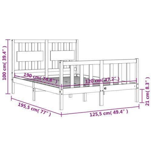 Okvir kreveta s uzglavljem bijeli mali bračni masivno drvo - Bijela 120 x 190 cm Cijena