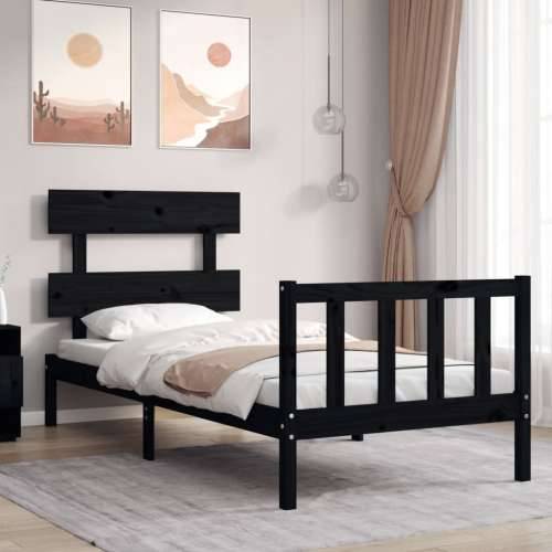 Okvir kreveta s uzglavljem crni 2FT6 jednokrevetni masivno drvo Cijena