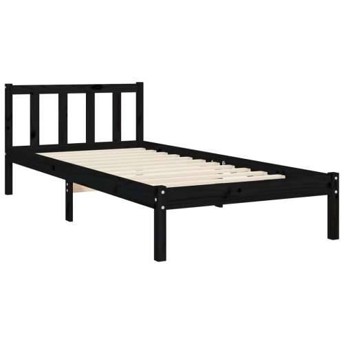 Okvir kreveta s uzglavljem crni jednokrevetni masivno drvo - Crna 75 x 190 cm s uzglavljem i podnožjem Cijena