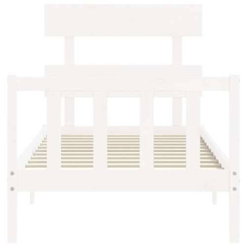 Okvir kreveta s uzglavljem bijeli 3FT mali od masivnog drva Cijena