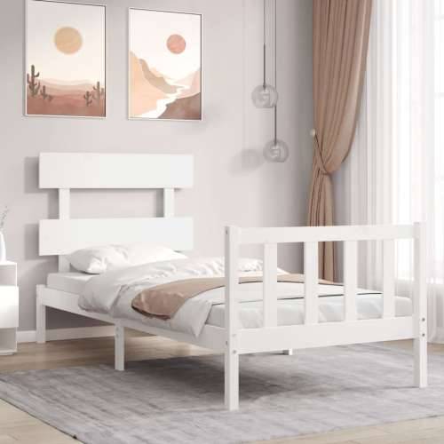 Okvir kreveta s uzglavljem bijeli za jednu osobu masivno drvo - Bijela 90 x 190 cm s uzglavljem i podnožjem Cijena