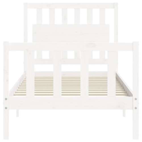 Okvir kreveta s uzglavljem bijeli 90 x 200 cm od masivnog drva Cijena