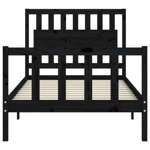 Okvir za krevet s uzglavljem crna 100x200 cm od masivnog drva Cijena