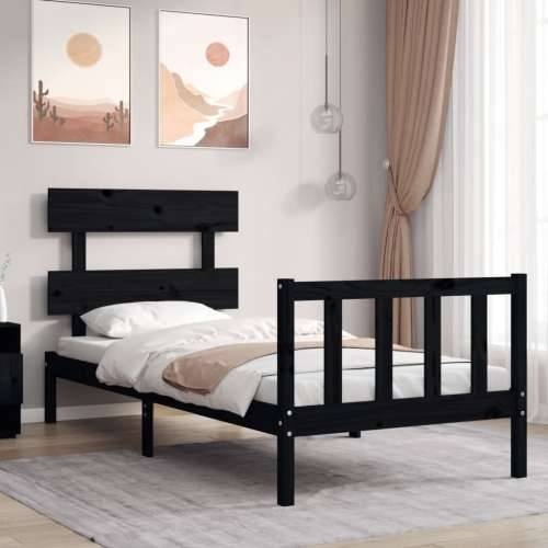 Okvir za krevet s uzglavljem crna 100x200 cm od masivnog drva - Crna 100 x 200 cm s uzglavljem i podnožjem Cijena