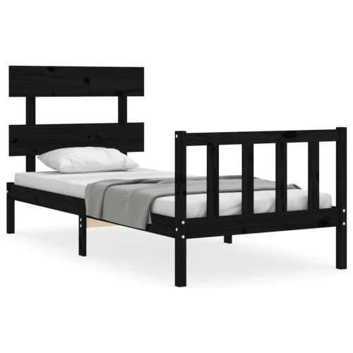 Okvir za krevet s uzglavljem crna 100x200 cm od masivnog drva - Crna 100 x 200 cm s uzglavljem i podnožjem Cijena