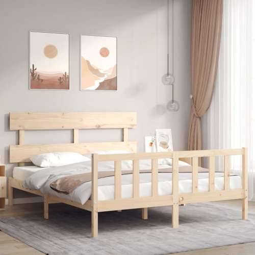Okvir kreveta s uzglavljem veliki bračni od masivnog drva - Prirodna 150 x 200 cm s uzglavljem i podnožjem Cijena