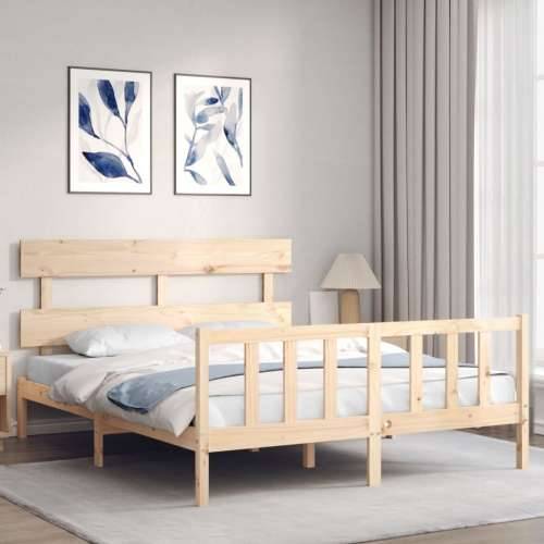 Okvir kreveta s uzglavljem veliki bračni od masivnog drva - Prirodna 150 x 200 cm s uzglavljem i podnožjem Cijena