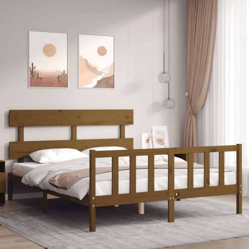 Okvir kreveta s uzglavljem boja meda bračni od masivnog drva Cijena