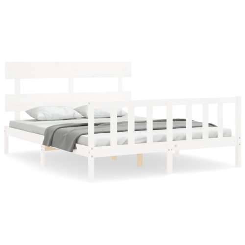 Okvir za krevet s uzglavljem sivi 160 x 200 cm od masivnog drva Cijena