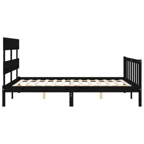 Okvir kreveta s uzglavljem crni 160 x 200 cm od masivnog drva Cijena