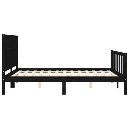 Okvir kreveta s uzglavljem crni veliki bračni od masivnog drva Cijena
