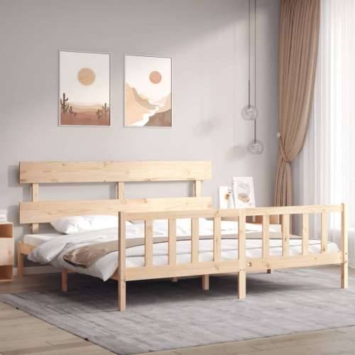 Okvir kreveta s uzglavljem veliki bračni od masivnog drva - Prirodna 180 x 200 cm s uzglavljem i podnožjem Cijena