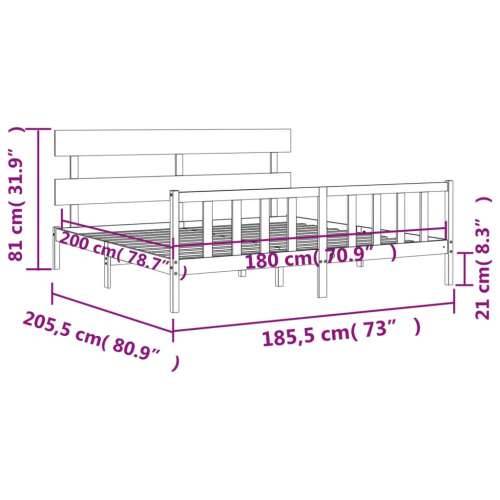 Okvir kreveta s uzglavljem veliki bračni od masivnog drva - Prirodna 180 x 200 cm s uzglavljem i podnožjem Cijena