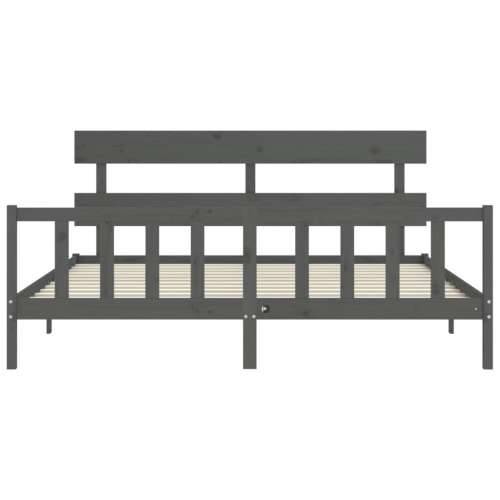 Okvir za krevet s uzglavljem sivi 200 x 200 cm od masivnog drva - Siva 200 x 200 cm s uzglavljem i podnožjem Cijena