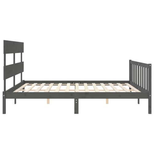 Okvir za krevet s uzglavljem sivi 200 x 200 cm od masivnog drva - Siva 200 x 200 cm s uzglavljem i podnožjem Cijena