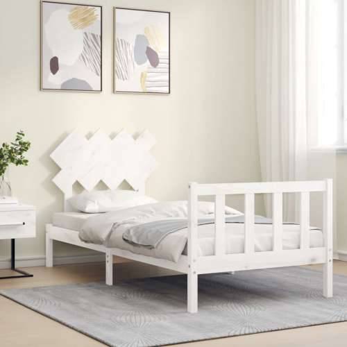 Okvir kreveta s uzglavljem bijeli 3FT mali od masivnog drva Cijena
