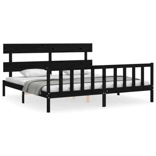 Okvir za krevet s uzglavljem crni 200 x 200 cm od masivnog drva - Crna 200 x 200 cm s uzglavljem i podnožjem Cijena