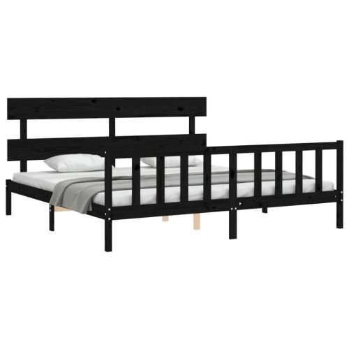 Okvir za krevet s uzglavljem crni 200 x 200 cm od masivnog drva - Crna 200 x 200 cm s uzglavljem i podnožjem Cijena