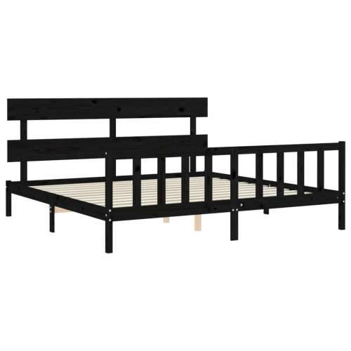Okvir za krevet s uzglavljem crni 200 x 200 cm od masivnog drva - Crna 200 x 200 cm s uzglavljem i podnožjem Cijena