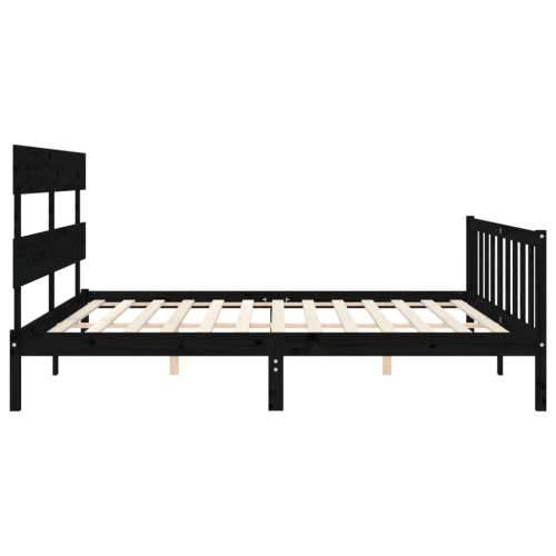 Okvir za krevet s uzglavljem crni 200 x 200 cm od masivnog drva - Crna 200 x 200 cm s uzglavljem i podnožjem Cijena