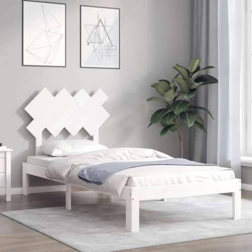 Okvir kreveta s uzglavljem bijeli za jednu osobu masivno drvo - Bijela 90 x 190 cm Cijena