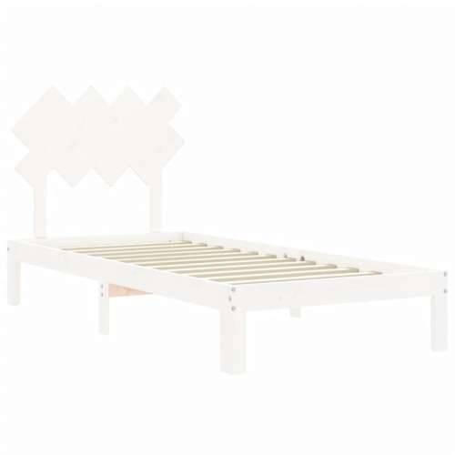 Okvir kreveta s uzglavljem bijeli za jednu osobu masivno drvo - Bijela 90 x 190 cm Cijena
