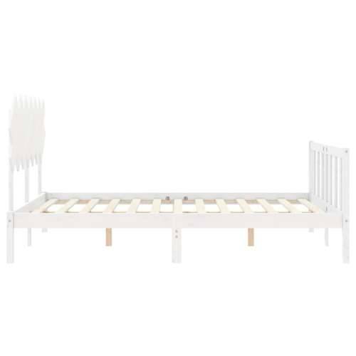 Okvir za krevet s uzglavljem bijeli 140x200 cm od masivnog drva Cijena
