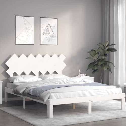 Okvir kreveta s uzglavljem bijeli bračni od masivnog drva Cijena