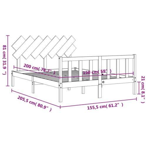 Okvir kreveta s uzglavljem bijeli bračni od masivnog drva - Bijela 150 x 200 cm Cijena