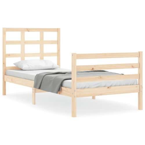 Okvir kreveta s uzglavljem za jednu osobu od masivnog drva - Prirodna 90 x 190 cm Cijena