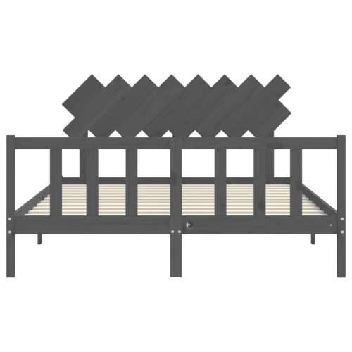 Okvir kreveta s uzglavljem sivi 160 x 200 cm od masivnog drva Cijena