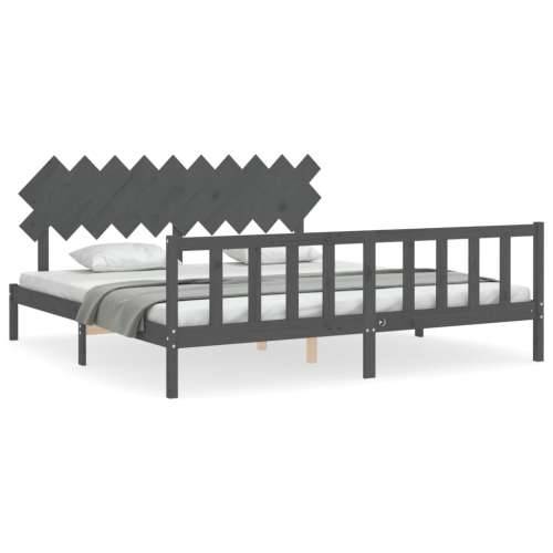 Okvir za krevet s uzglavljem sivi 200 x 200 cm od masivnog drva - Siva 200 x 200 cm Cijena