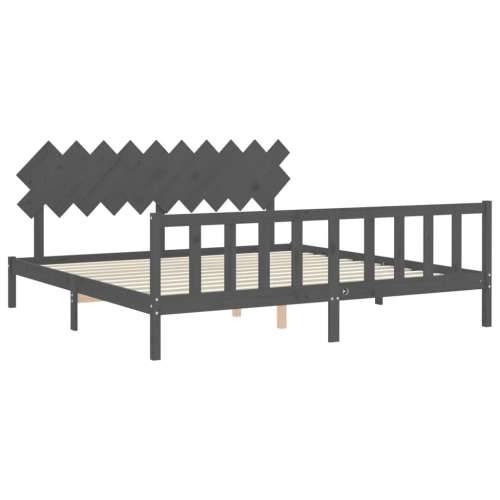 Okvir za krevet s uzglavljem sivi 200 x 200 cm od masivnog drva - Siva 200 x 200 cm Cijena