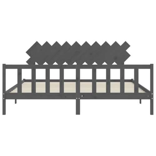 Okvir za krevet s uzglavljem sivi 200 x 200 cm od masivnog drva - Siva 200 x 200 cm Cijena
