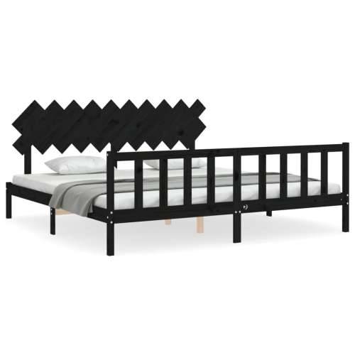Okvir za krevet s uzglavljem crni 200 x 200 cm od masivnog drva - Crna 200 x 200 cm Cijena